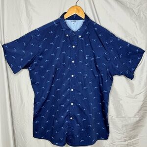 Izod Sharks Men's Navy Patterned Button Down Shirt